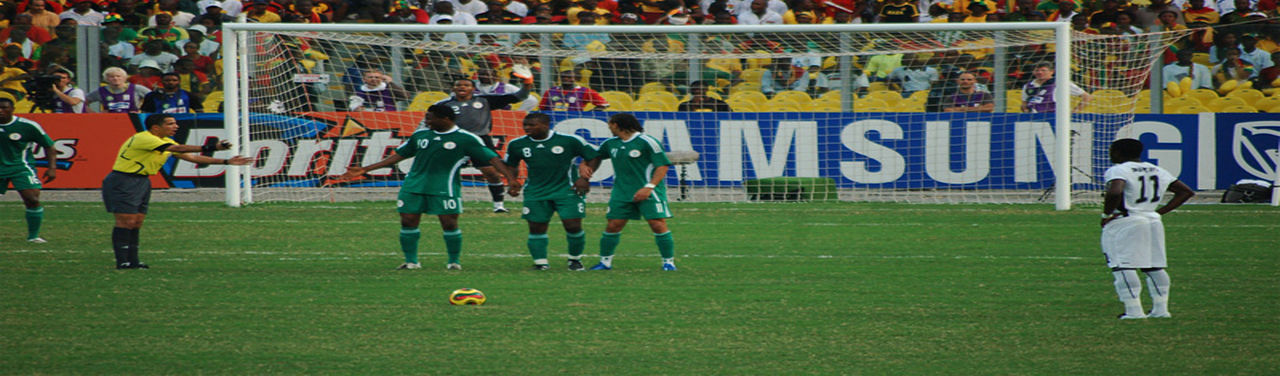 Players of the Nigerian football team in an ongoing match